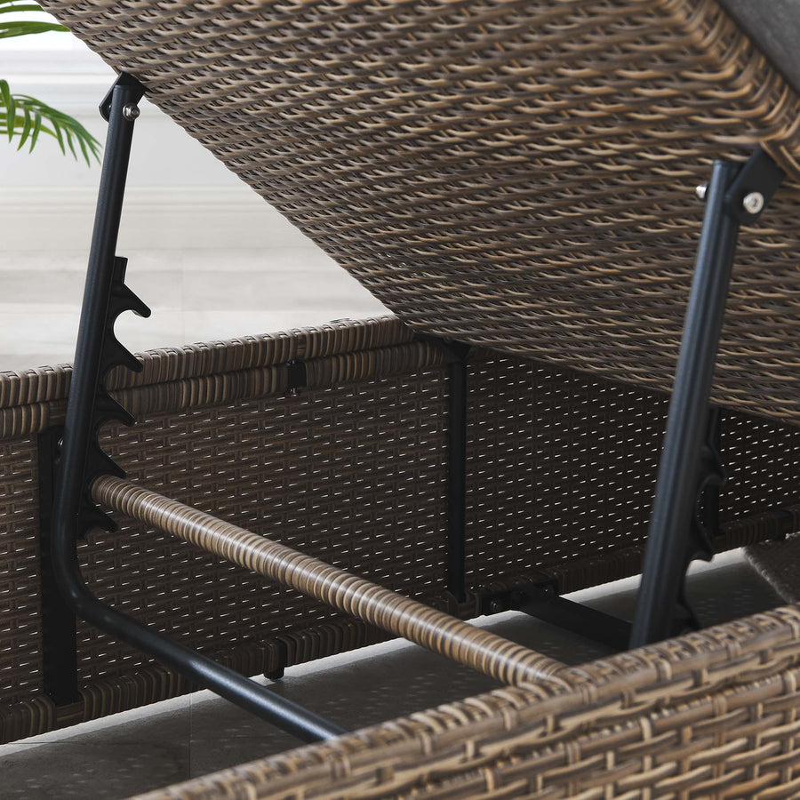 Sienna Outdoor Patio Chaise Lounge Chair in Cappuccino Gray