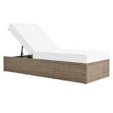 Sienna Outdoor Patio Chaise Lounge Chair in Cappuccino White