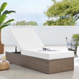 Sienna Outdoor Patio Chaise Lounge Chair in Cappuccino White