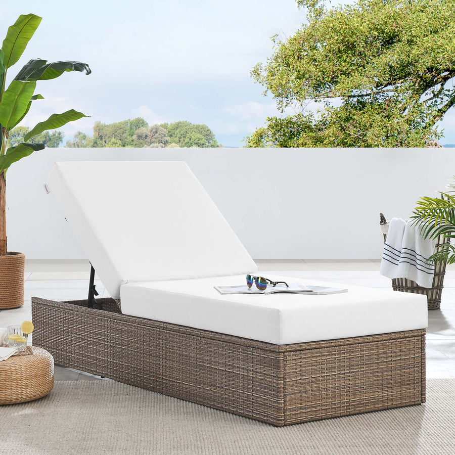 Sienna Outdoor Patio Chaise Lounge Chair in Cappuccino White