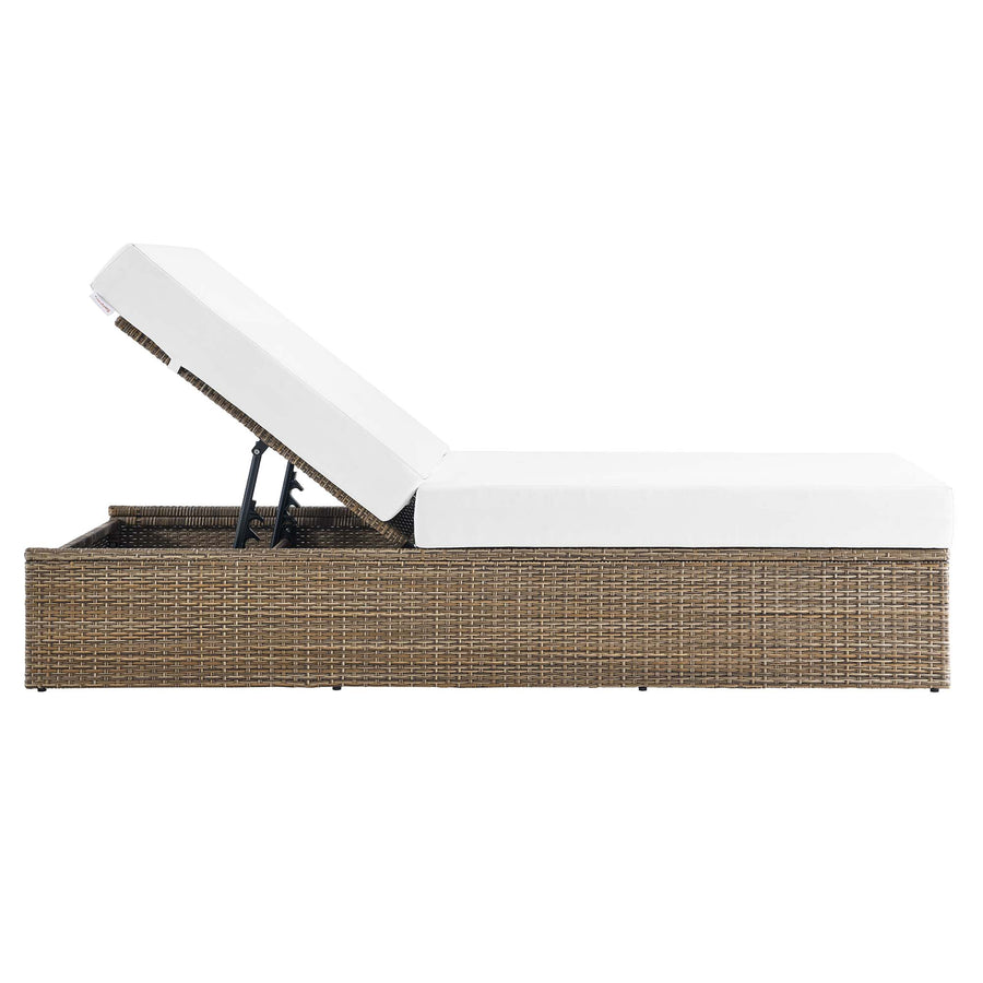 Sienna Outdoor Patio Chaise Lounge Chair in Cappuccino White