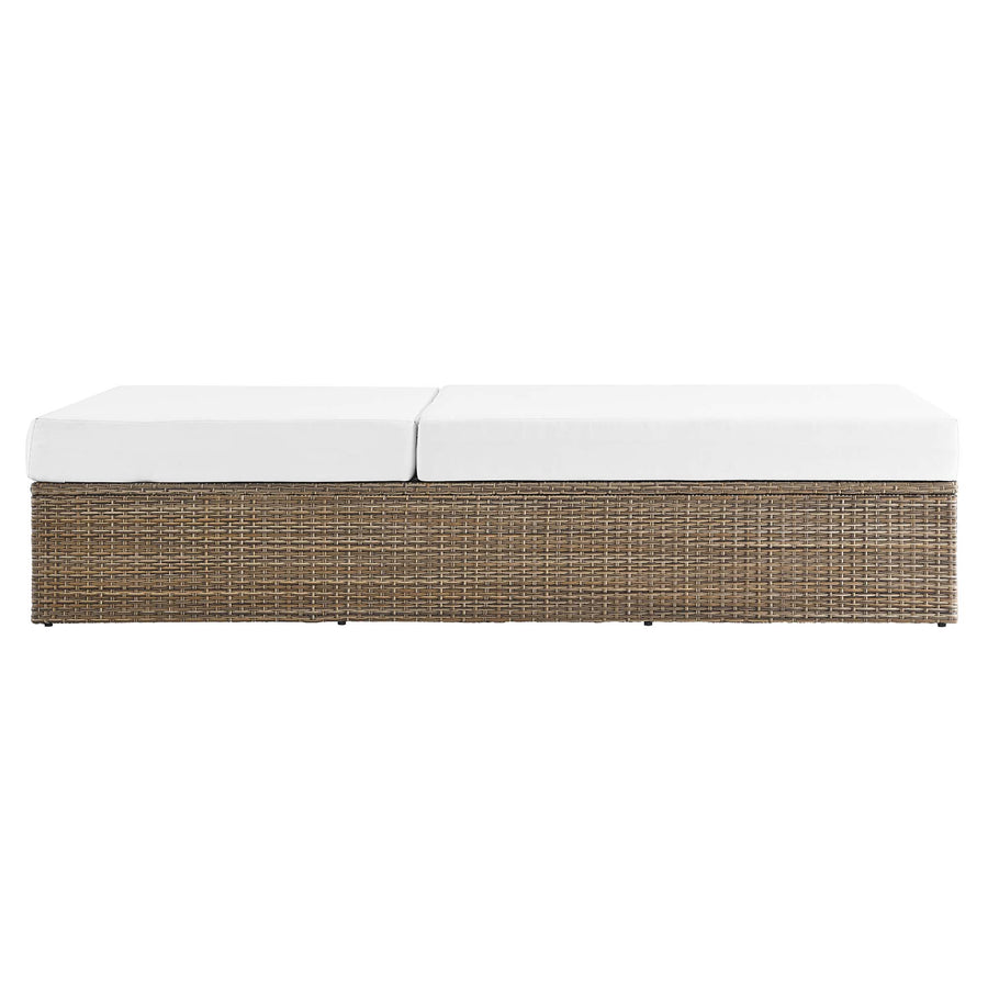 Sienna Outdoor Patio Chaise Lounge Chair in Cappuccino White