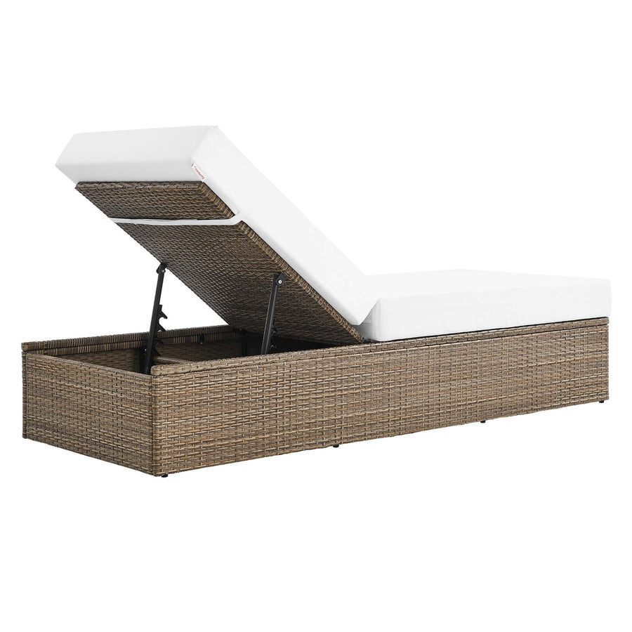 Sienna Outdoor Patio Chaise Lounge Chair in Cappuccino White
