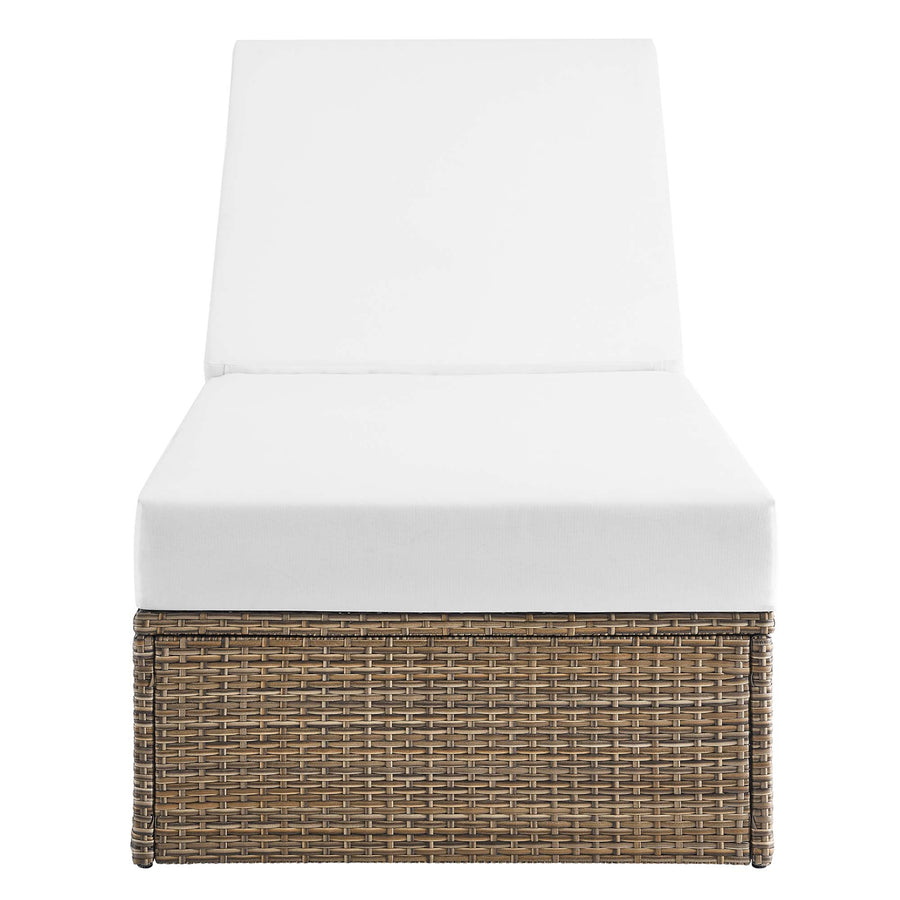Sienna Outdoor Patio Chaise Lounge Chair in Cappuccino White