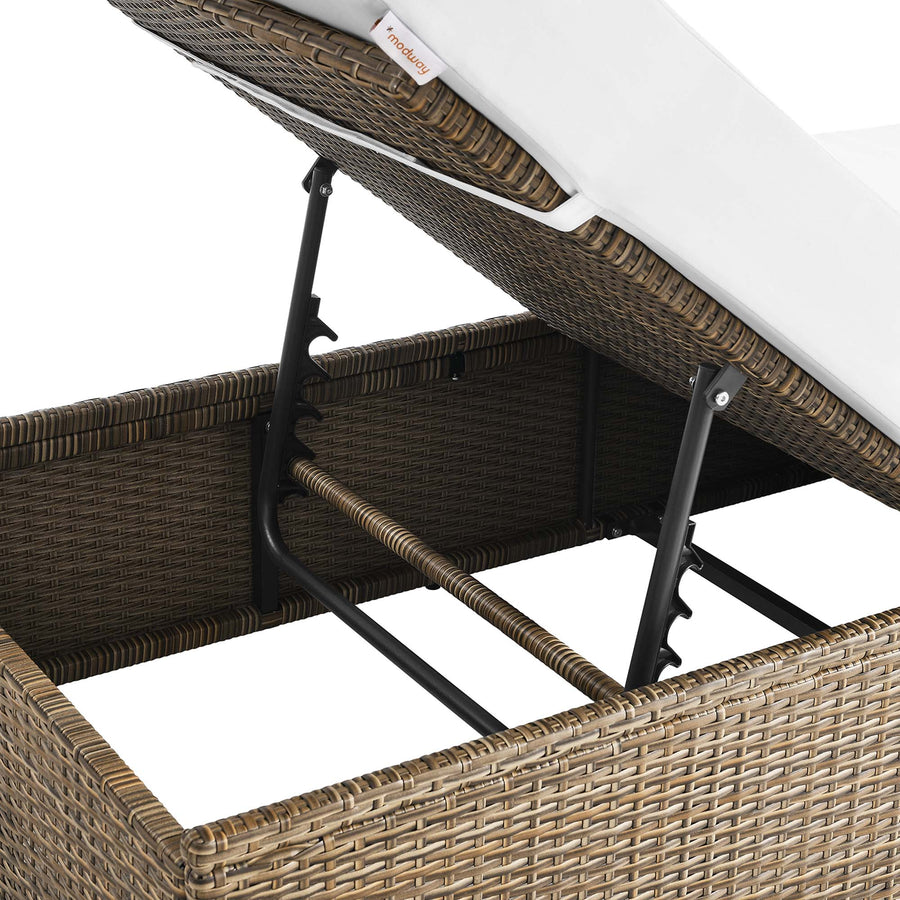Sienna Outdoor Patio Chaise Lounge Chair in Cappuccino White
