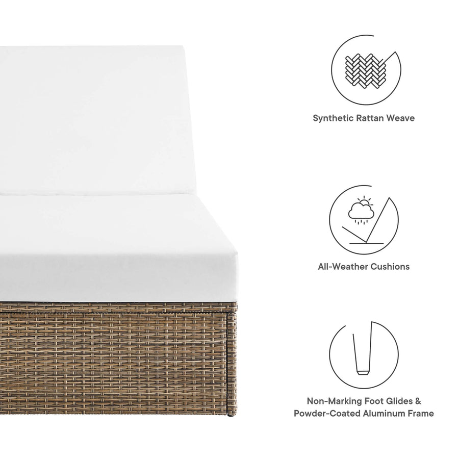 Sienna Outdoor Patio Chaise Lounge Chair in Cappuccino White