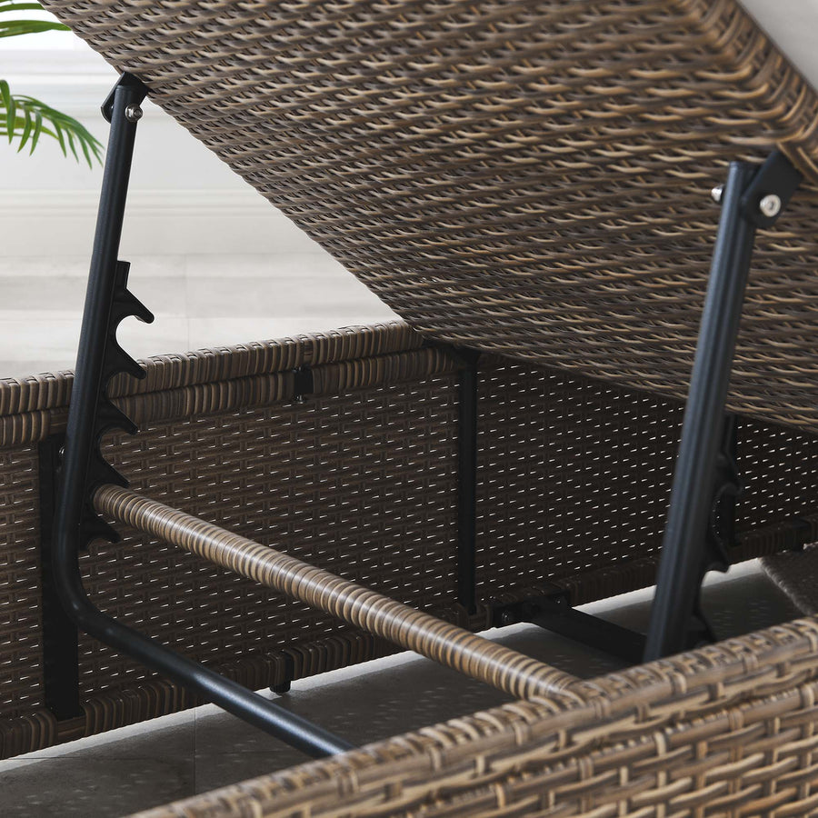 Sienna Outdoor Patio Chaise Lounge Chair in Cappuccino White