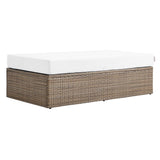 Sienna Outdoor Patio Rectangle Ottoman in Cappuccino White