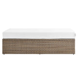 Sienna Outdoor Patio Rectangle Ottoman in Cappuccino White