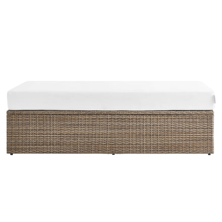 Convene Outdoor Patio Rectangle Ottoman in Cappuccino White