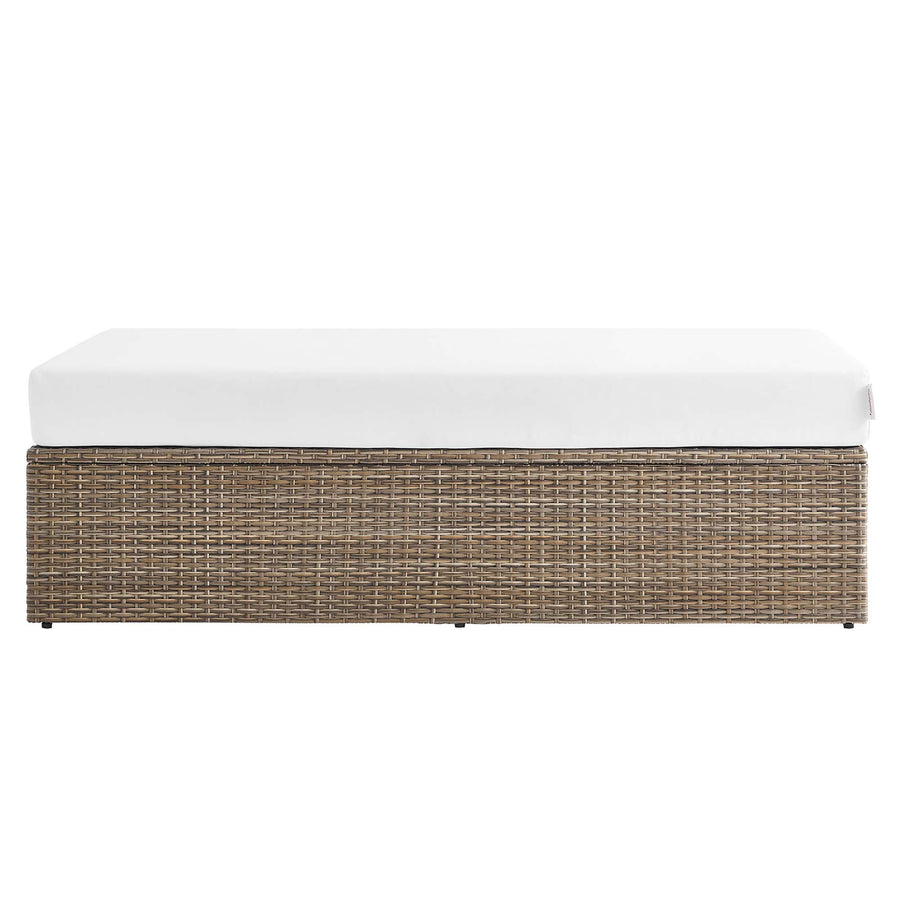 Sienna Outdoor Patio Rectangle Ottoman in Cappuccino White