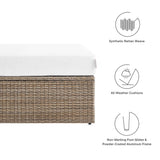 Sienna Outdoor Patio Rectangle Ottoman in Cappuccino White