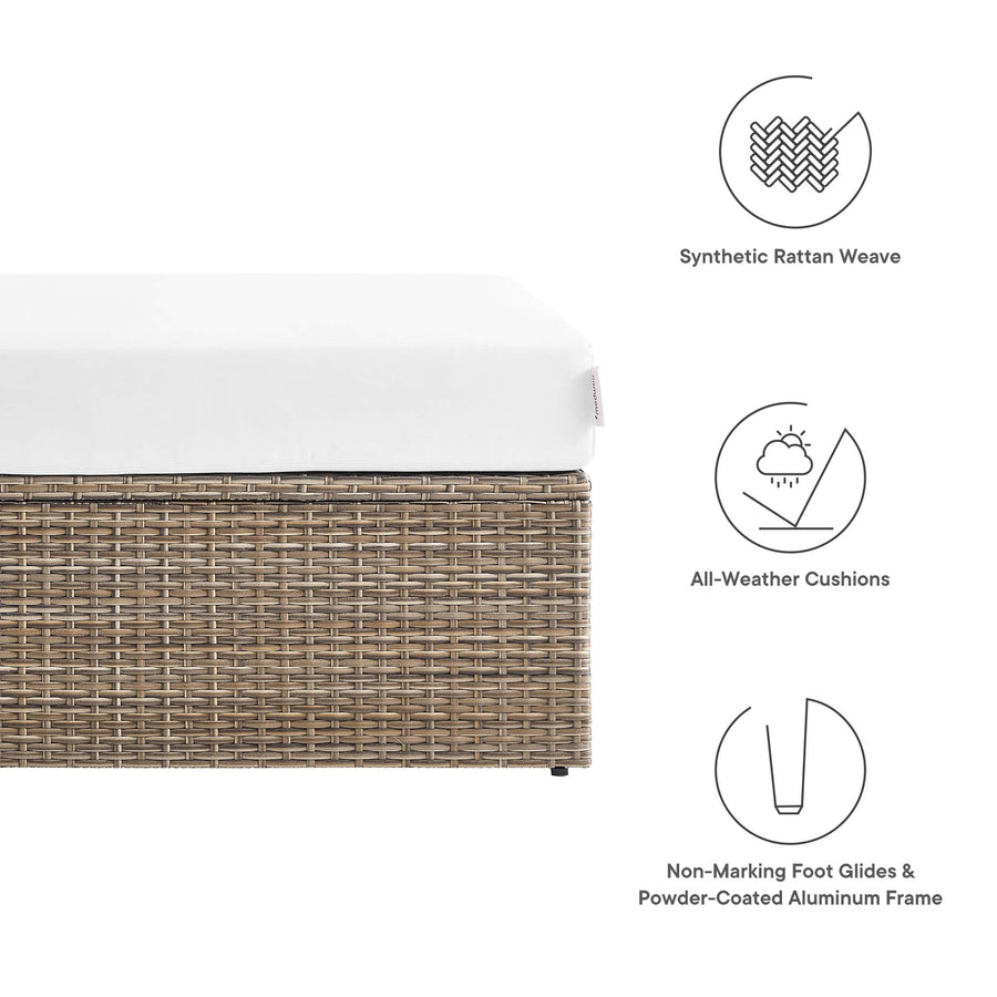 Sienna Outdoor Patio Rectangle Ottoman in Cappuccino White