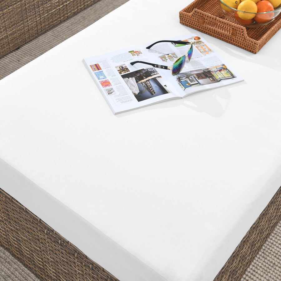Sienna Outdoor Patio Rectangle Ottoman in Cappuccino White