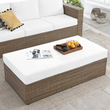 Sienna Outdoor Patio Rectangle Ottoman in Cappuccino White