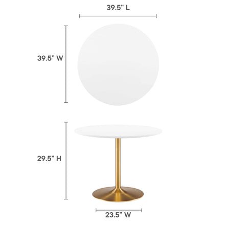 Amuse 40" Dining Table in Gold White