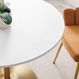 Elke 40" Dining Table in Gold White