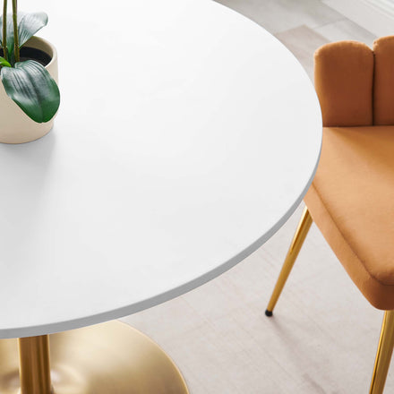 Amuse 40" Dining Table in Gold White