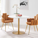 Elke 40" Dining Table in Gold White