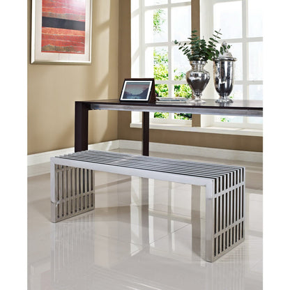 Gridiron Medium Stainless Steel Bench by Furniture For America