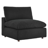 Linden Down Filled Overstuffed Boucle Fabric Armless Chair in Black
