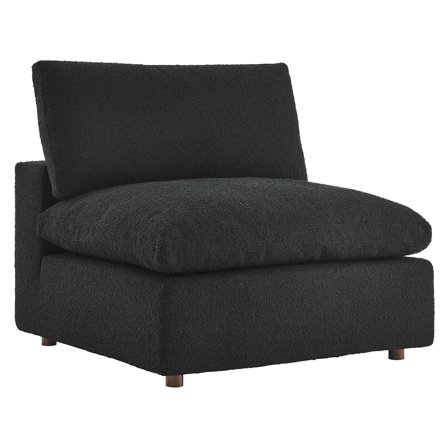 Linden Down Filled Overstuffed Boucle Fabric Armless Chair in Black