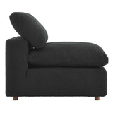 Linden Down Filled Overstuffed Boucle Fabric Armless Chair in Black