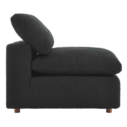 Commix Down Filled Overstuffed Boucle Fabric Armless Chair in Black