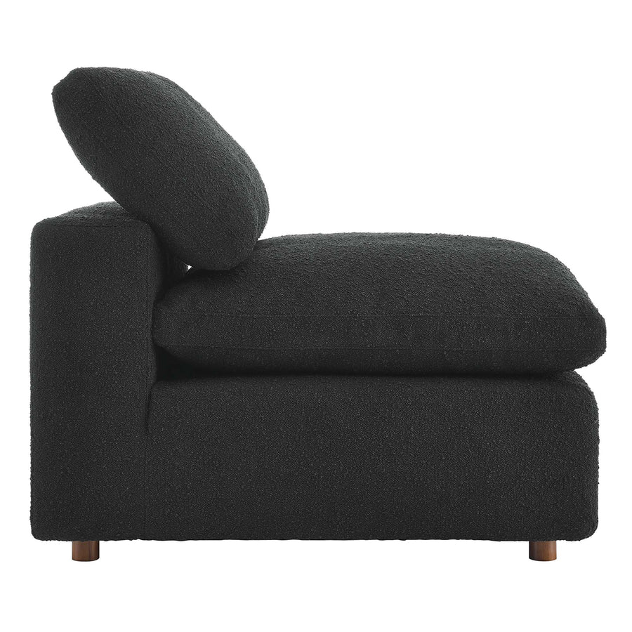 Linden Down Filled Overstuffed Boucle Fabric Armless Chair in Black