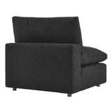 Linden Down Filled Overstuffed Boucle Fabric Armless Chair in Black