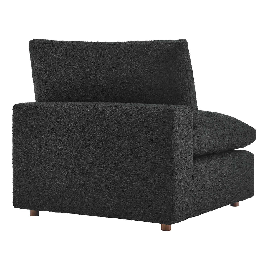 Linden Down Filled Overstuffed Boucle Fabric Armless Chair in Black