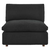 Linden Down Filled Overstuffed Boucle Fabric Armless Chair in Black