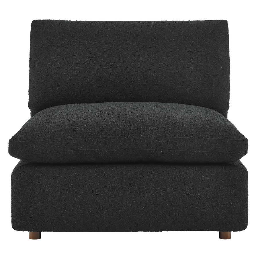 Linden Down Filled Overstuffed Boucle Fabric Armless Chair in Black