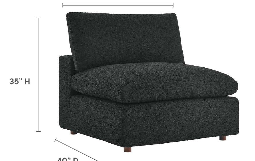Linden Down Filled Overstuffed Boucle Fabric Armless Chair in Black