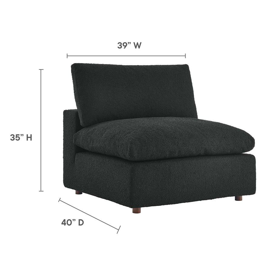 Linden Down Filled Overstuffed Boucle Fabric Armless Chair in Black