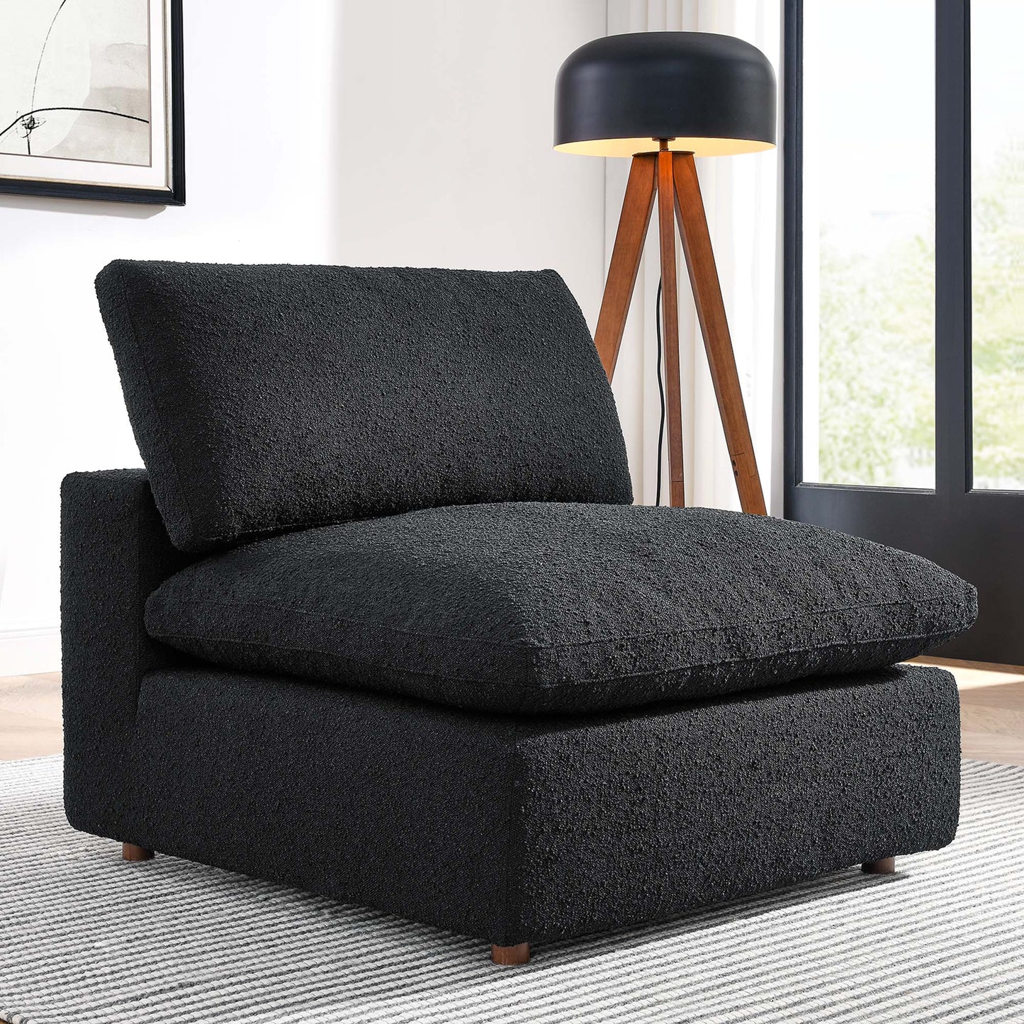 Commix Down Filled Overstuffed Boucle Fabric Armless Chair by Furniture For America