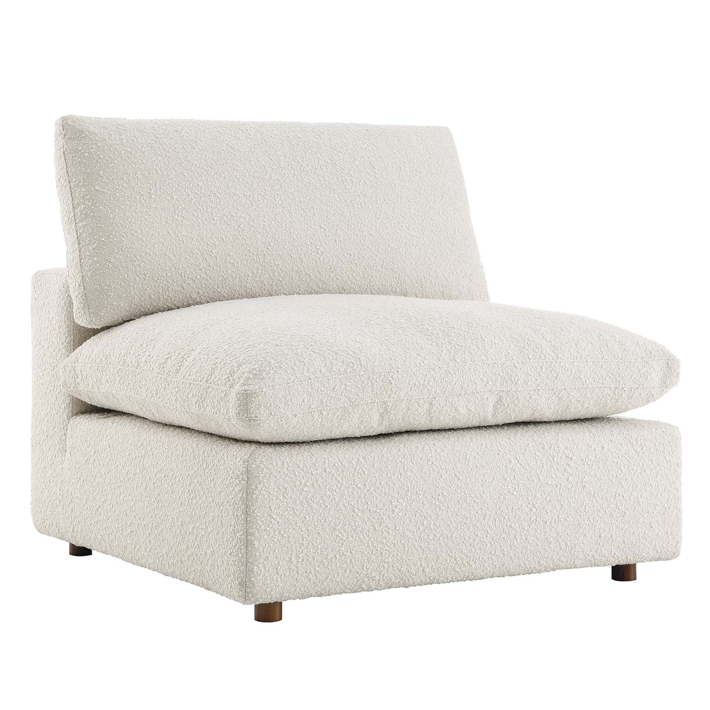 Commix Down Filled Overstuffed Boucle Fabric Armless Chair by Furniture For America