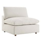Linden Down Filled Overstuffed Boucle Fabric Armless Chair in Ivory
