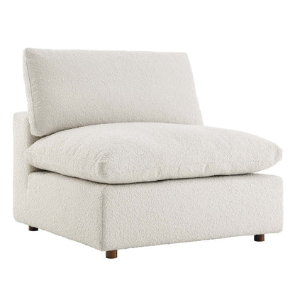 Commix Down Filled Overstuffed Boucle Fabric Armless Chair by Furniture For America
