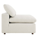 Linden Down Filled Overstuffed Boucle Fabric Armless Chair in Ivory