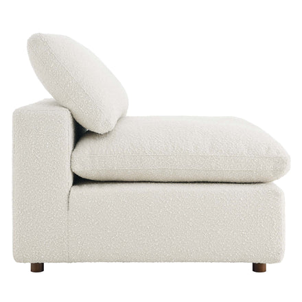 Commix Down Filled Overstuffed Boucle Fabric Armless Chair in Ivory