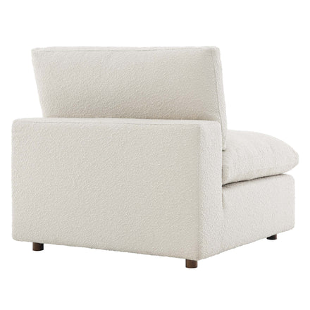 Commix Down Filled Overstuffed Boucle Fabric Armless Chair in Ivory