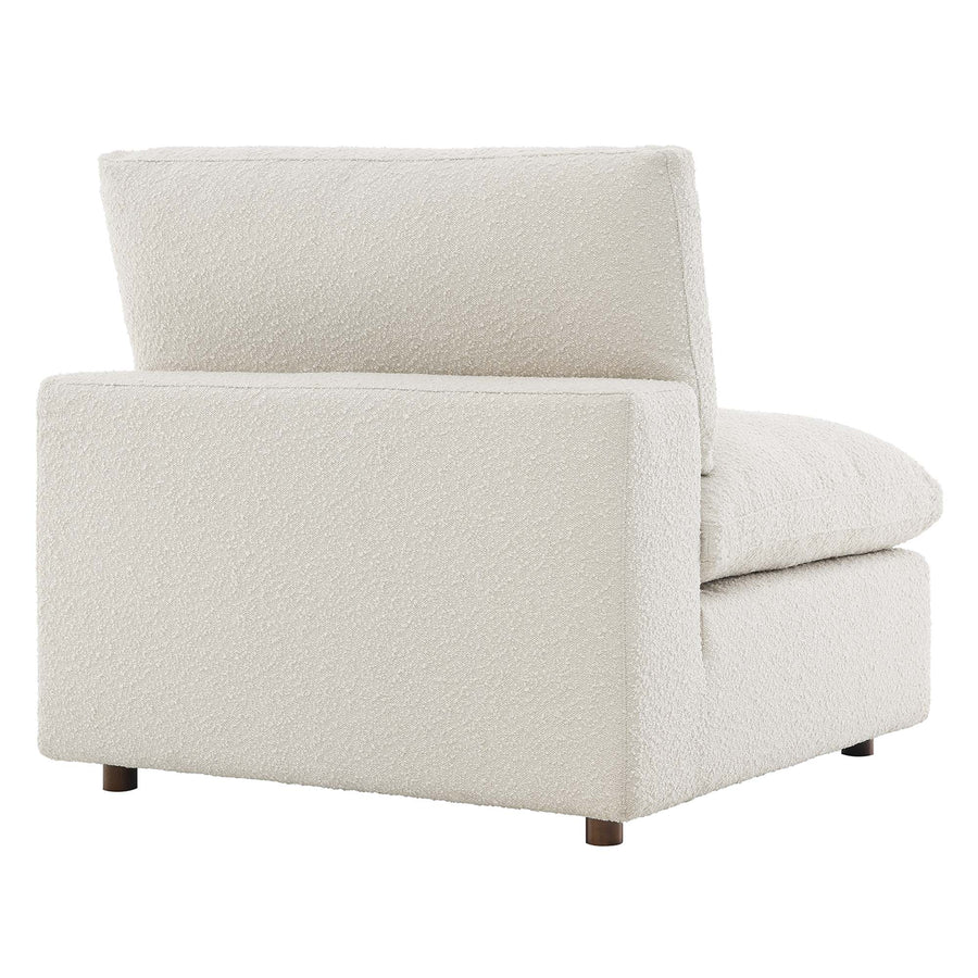 Linden Down Filled Overstuffed Boucle Fabric Armless Chair in Ivory