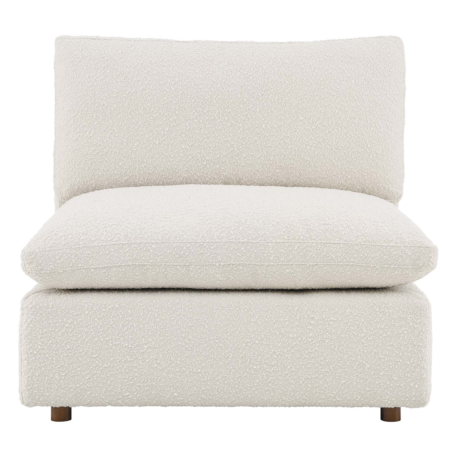 Commix Down Filled Overstuffed Boucle Fabric Armless Chair by Furniture For America