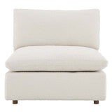 Linden Down Filled Overstuffed Boucle Fabric Armless Chair in Ivory
