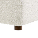 Linden Down Filled Overstuffed Boucle Fabric Armless Chair in Ivory