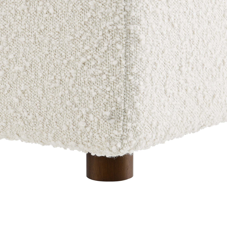 Linden Down Filled Overstuffed Boucle Fabric Armless Chair in Ivory