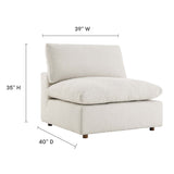 Linden Down Filled Overstuffed Boucle Fabric Armless Chair in Ivory