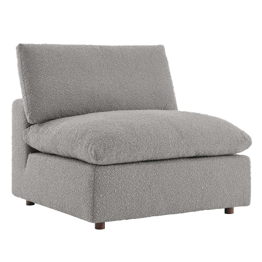 Linden Down Filled Overstuffed Boucle Fabric Armless Chair in Light Gray