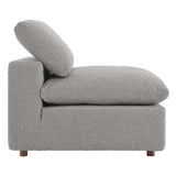 Linden Down Filled Overstuffed Boucle Fabric Armless Chair in Light Gray
